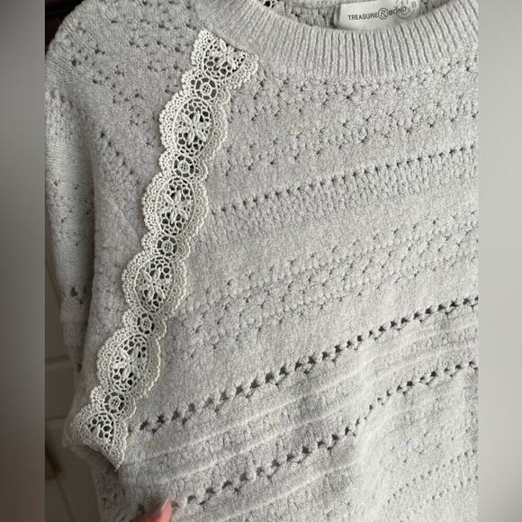 ✨Treasure & Bond✨ Lace Trim Open Stitch Sweater - Picture 5 of 11